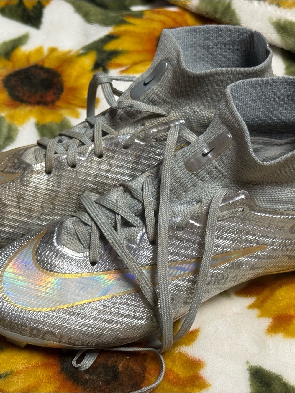 Nike girls  Silver Iridescent High-Top Athletic Shoes - Picture 6 of 10